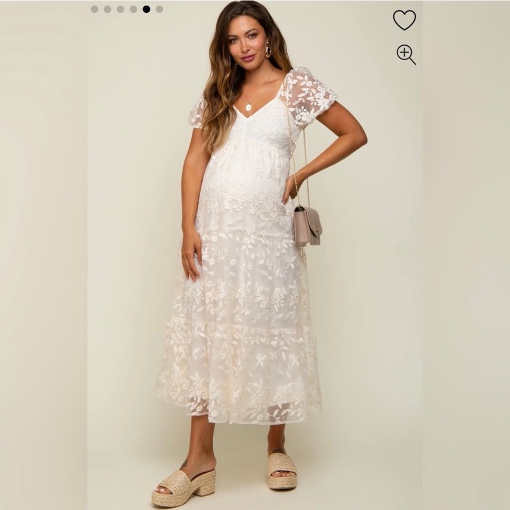 Pinkblush White Floral Lace Maxi Dress